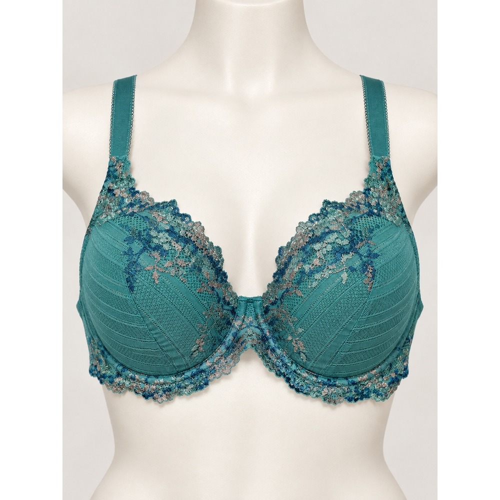 Wacoal Embrace Lace Underwire Bra 853291 Teal Green 38D Boho Lingerie Floral